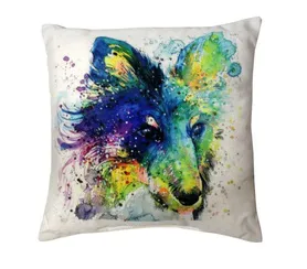 Декоративная подушка "Собаки Акварель" КоллиКляксы
