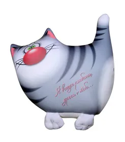 Антистрессовая подушка-игрушка"Звери Улыбки" большой кот серый