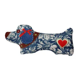 Декоративная игрушка подушка "Такса" Синяя белый узор