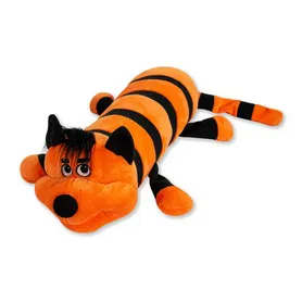 Мягкий валик "Кот в полоску" большой черный-оранжевый бол.